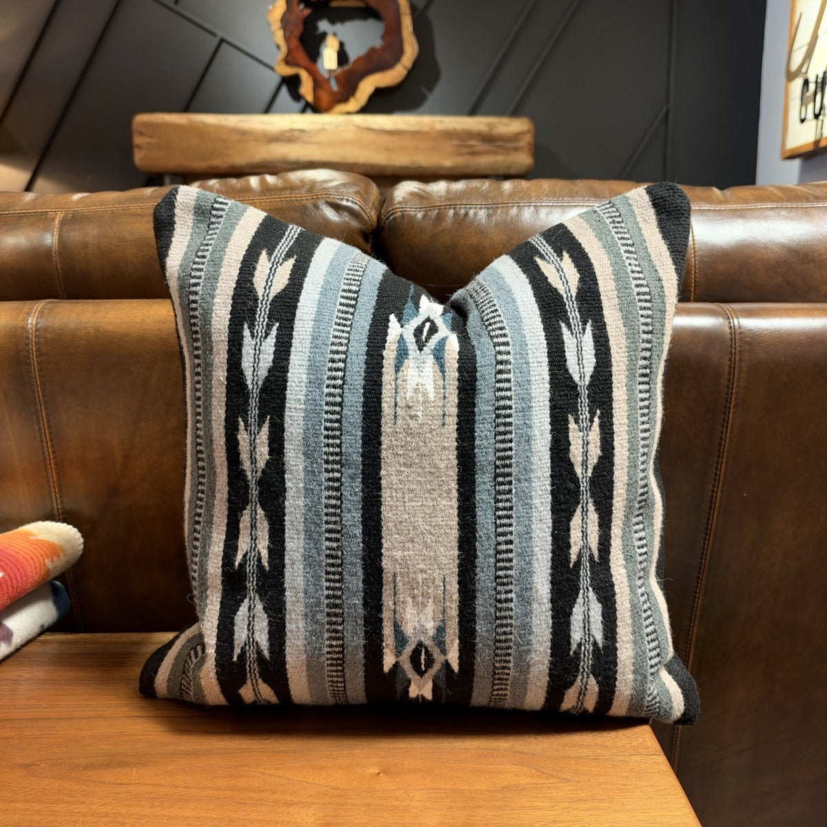 Handwoven Southwestern Wool Pillow – 20 × 20 Inches
