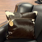 Black & White Cowhide Pillow – 18 × 18 Inches