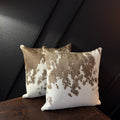 Sierra Cowhide Accent Pillow – Brown & White – 16 × 16 Inches