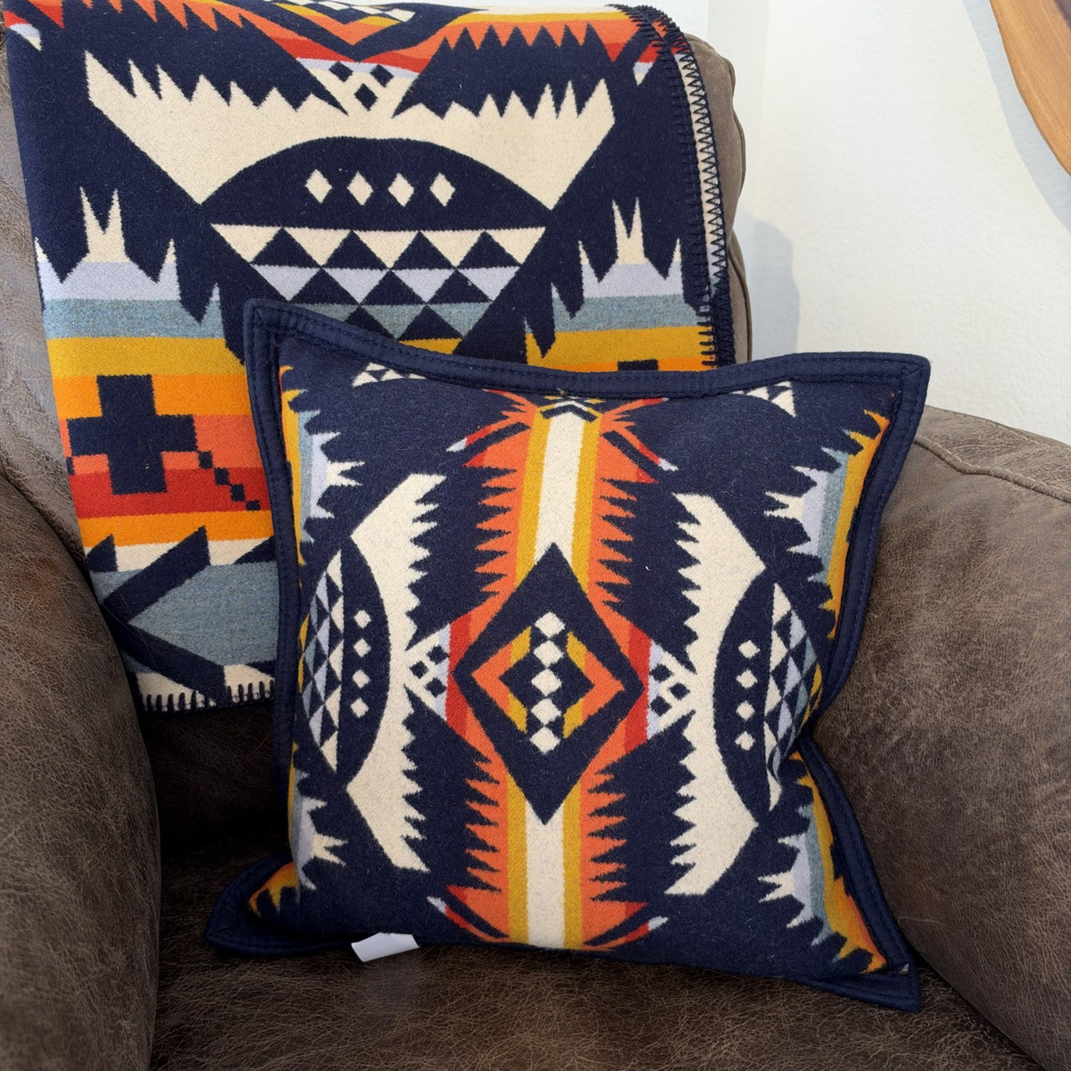 Pendleton Nehalem Navy Decorative Pillow – 16 × 16 Inches