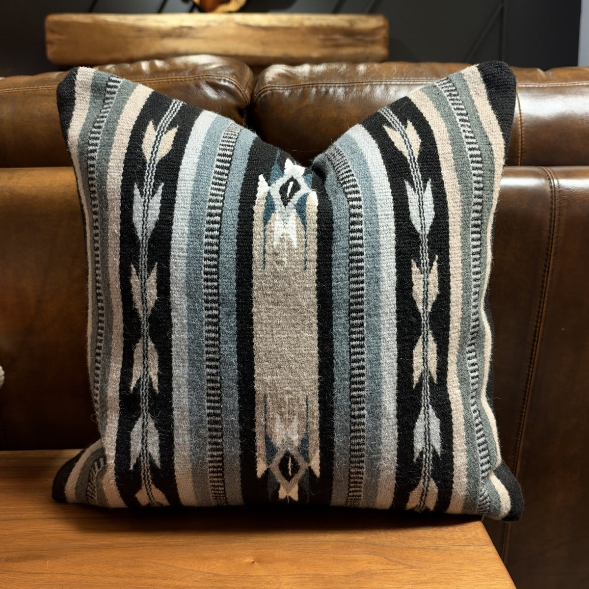 Handwoven Southwestern Wool Pillow – 20 × 20 Inches