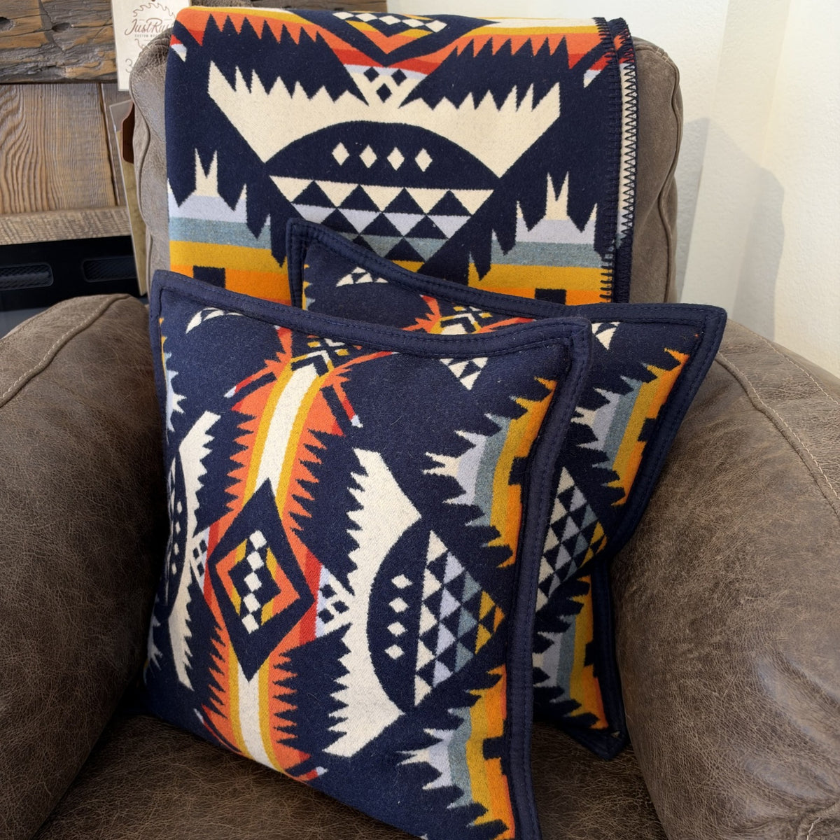 Pendleton Nehalem Navy Decorative Pillow – 16 × 16 Inches