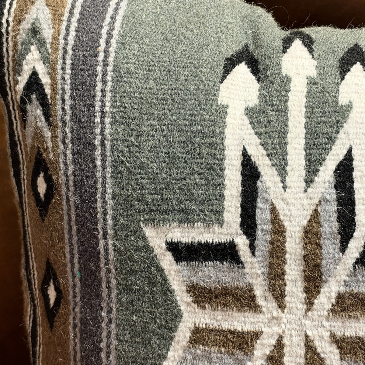 Sage Southwestern Handwoven Wool Pillow – 20 × 20 Inches