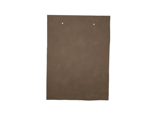 Arez Radiant leather swatch — clean medium warm taupe-brown smooth matte custom upholstery option