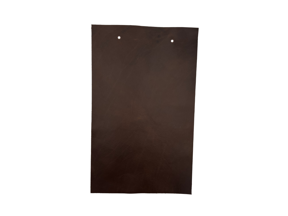 Cowboy Bourbon leather swatch — deep dark chocolate brown smooth matte custom upholstery option