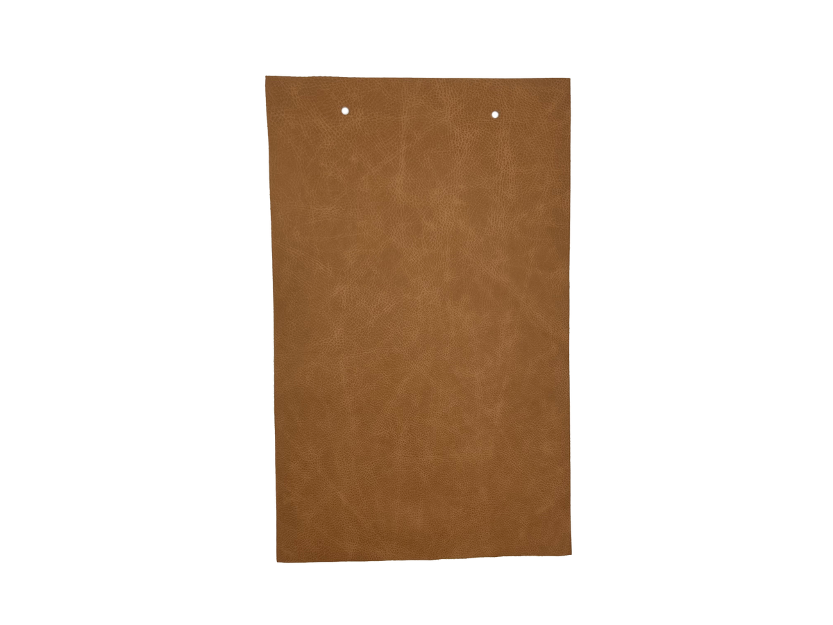Dillon Palomino leather swatch — bright warm golden tan smooth pull-up custom upholstery option