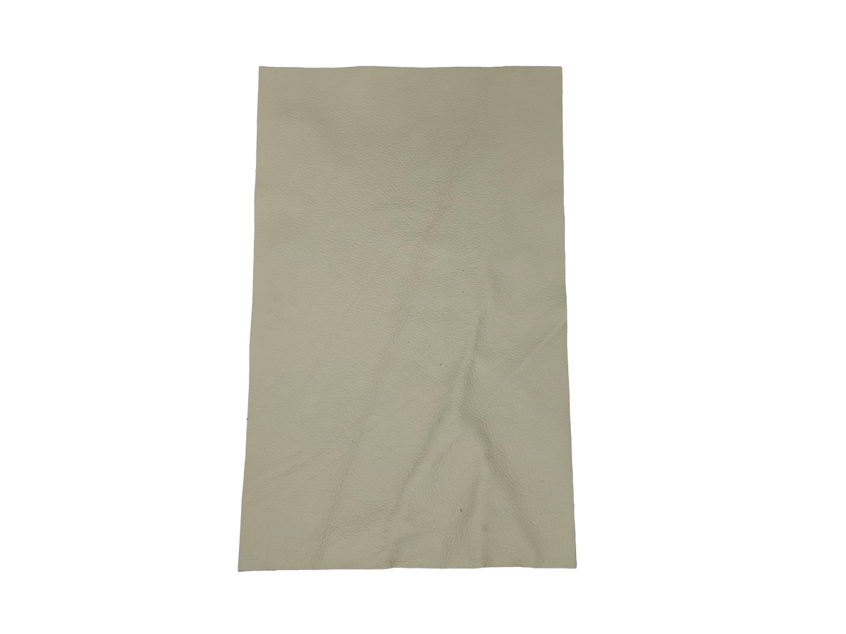 Fendi Ice leather swatch — cool pale grey-greige smooth matte custom upholstery option