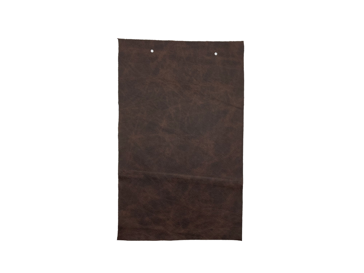 Palio Dark Brown leather swatch — rich deep brown softly distressed custom upholstery option
