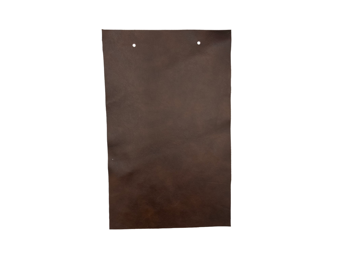 Relic Toast leather swatch — deep dark brown smooth semi-aniline custom upholstery option