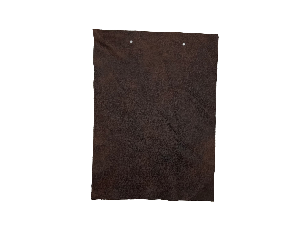 Rezza Chocolate Suisse leather swatch — deep espresso brown textured custom upholstery option