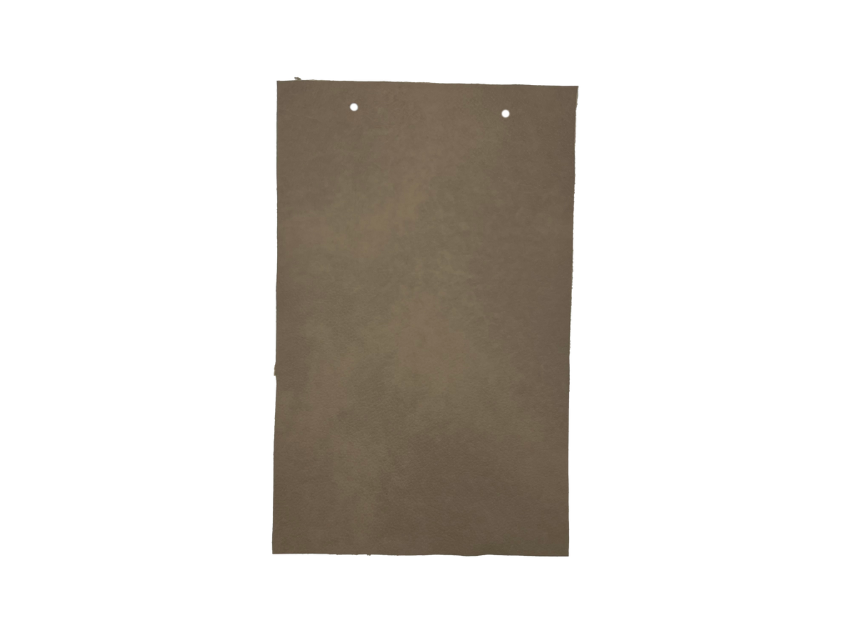 Sequoia Cashmere leather swatch — soft warm khaki tan full-grain custom upholstery option