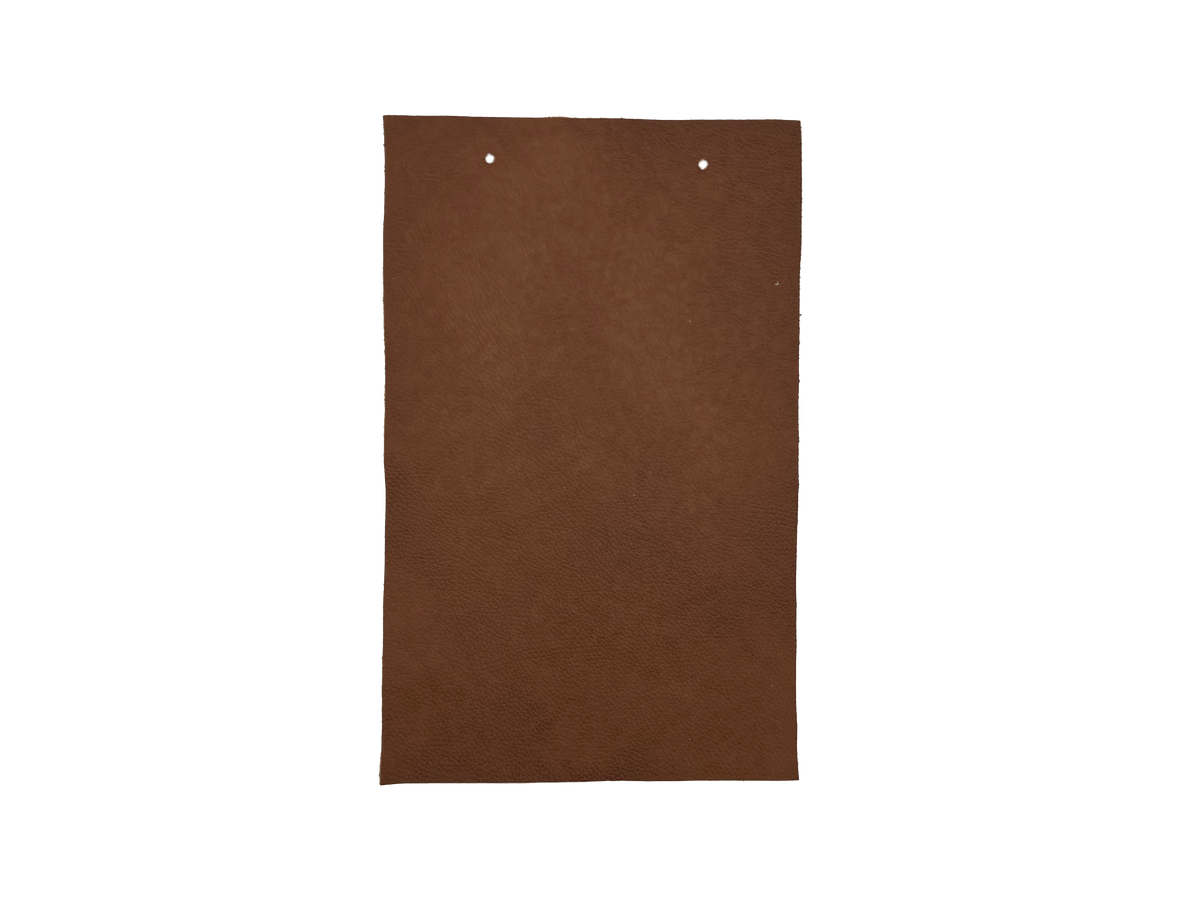 Sequoia Saddle leather swatch — classic warm medium brown full-grain custom upholstery option