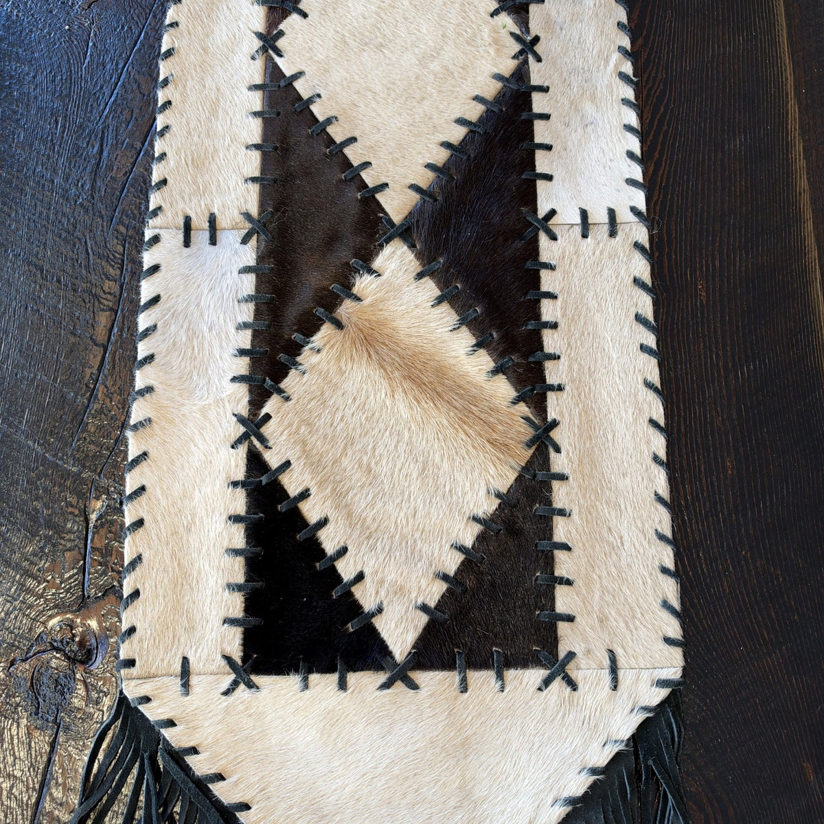 Diamond Trail Cowhide Table Runner – 6'