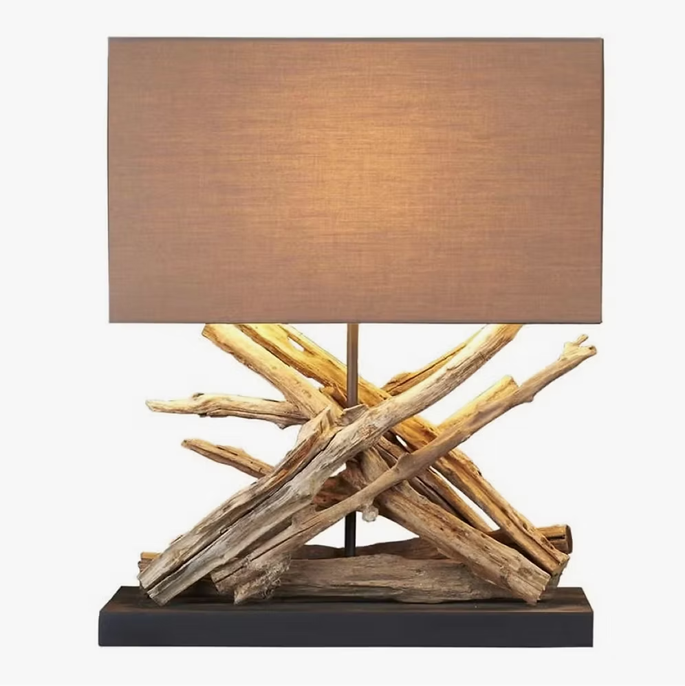 Naturally Aged Teak Table Lamp – 20 Inches