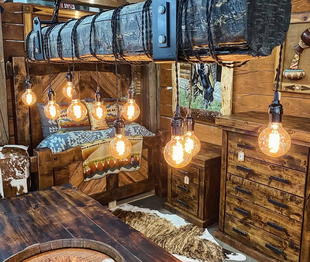 Handcrafted Wood Beam Chandelier