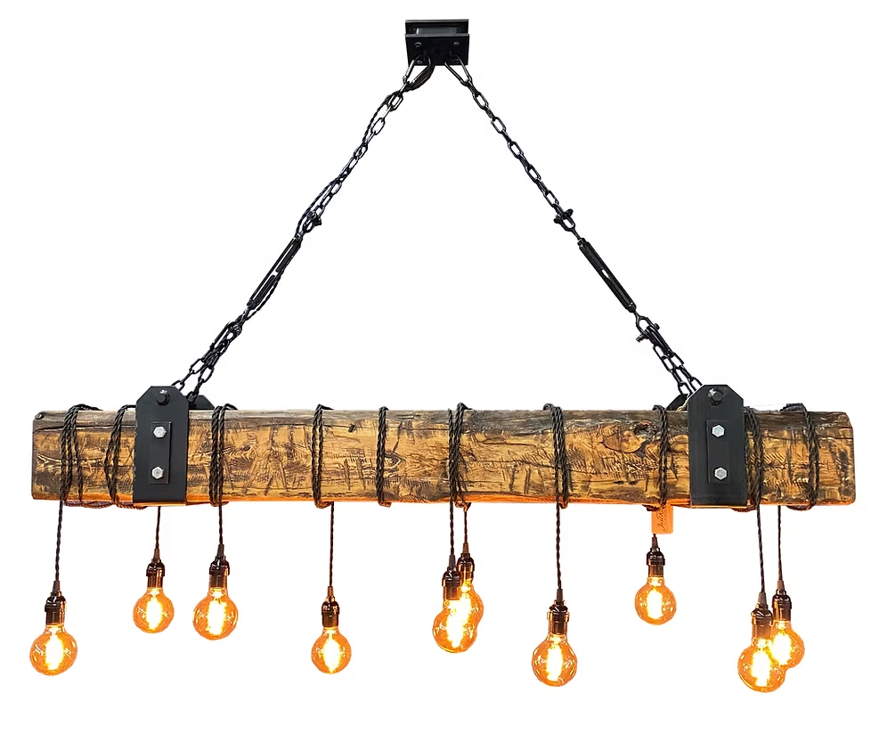 Handcrafted Wood Beam Chandelier