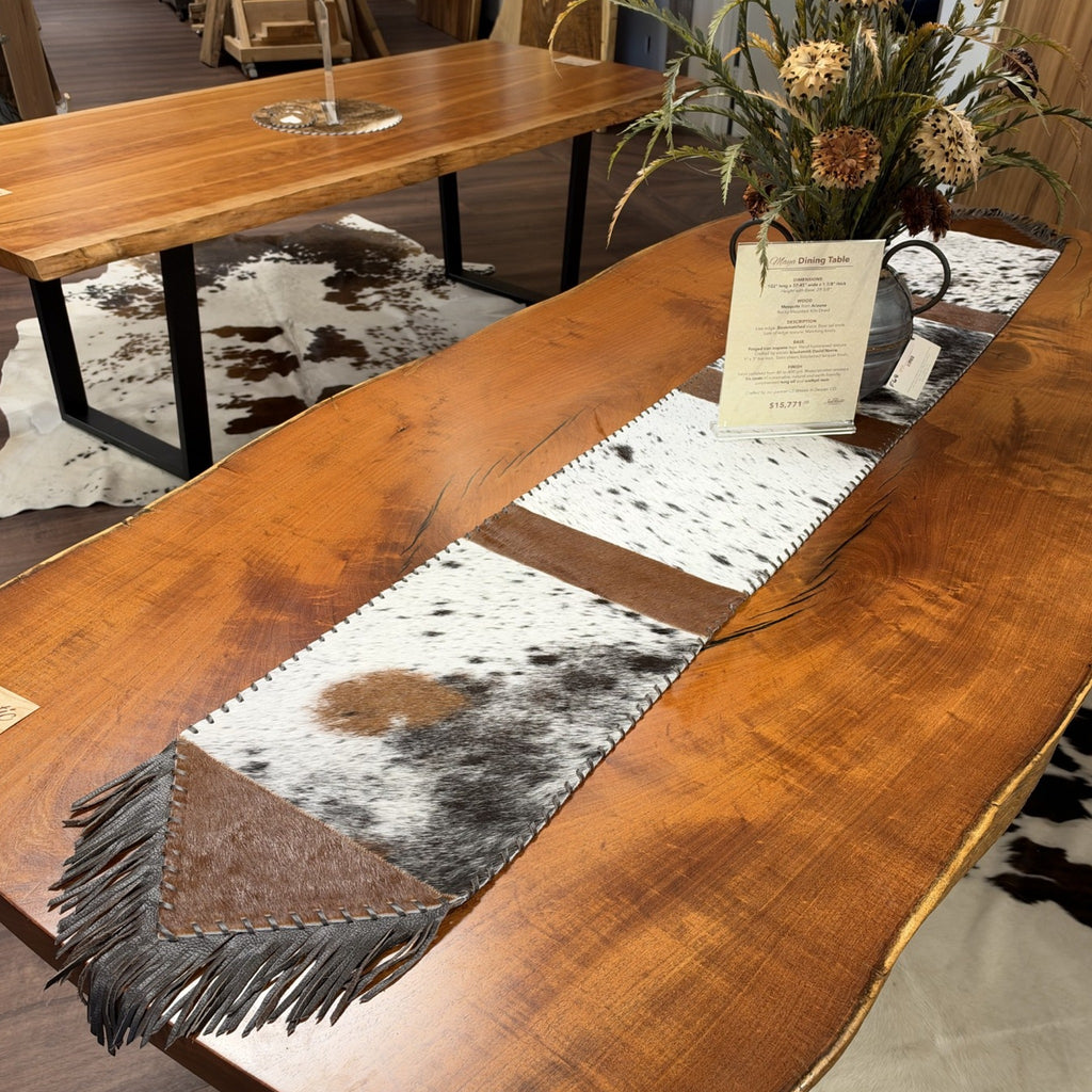 Salt & Pepper Cowhide Table Runner – 8'