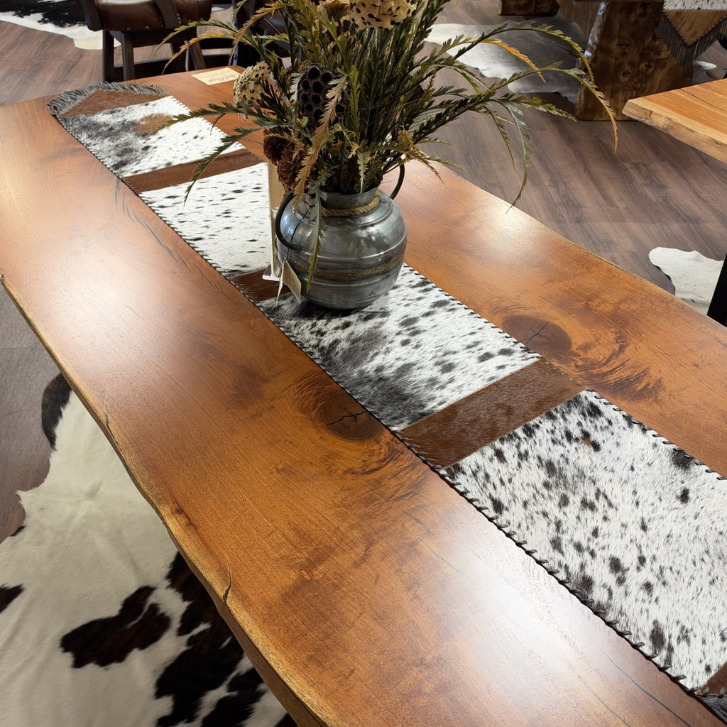 Salt & Pepper Cowhide Table Runner – 8'