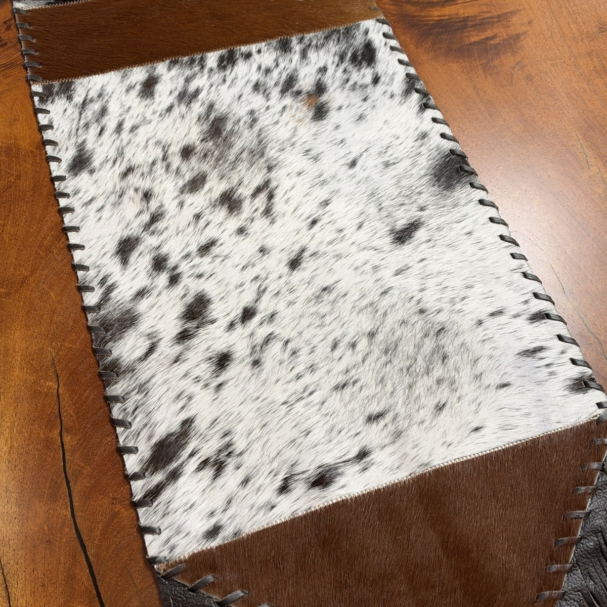 Salt & Pepper Cowhide Table Runner – 8'